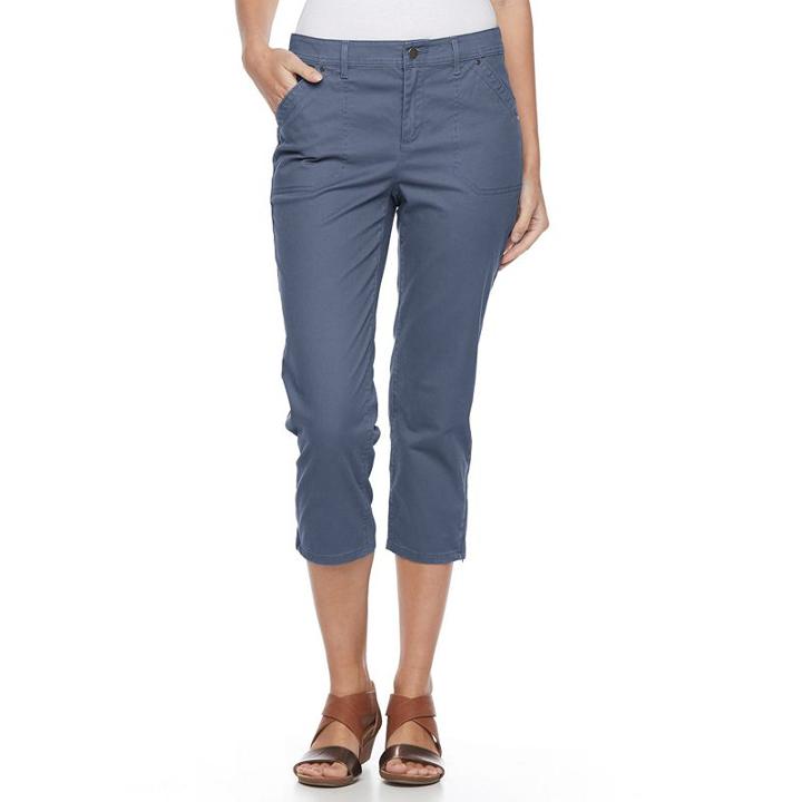 Women's Croft & Barrow&reg; Twill Utility Capris, Size: 10, Blue