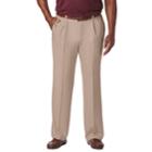 Big & Tall Haggar&reg; Cool 18&reg; Pro Classic-fit Wrinkle-free Pleated Expandable Waist Pants, Men's, Size: 48x36, Med Beige