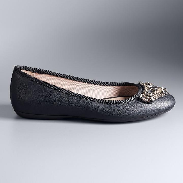 Simply Vera Vera Wang Mary Ellen Women's Ballet Flats, Size: 9, Black