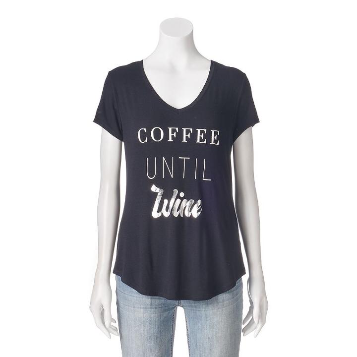 Women's Apt. 9&reg; V-neck Graphic Tee, Size: Xxl, Oxford