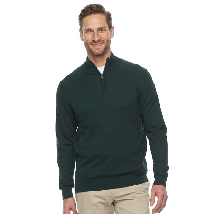 Men's Croft & Barrow Thermolite Quarter-zip Sweater, Size: Large, Dark Green