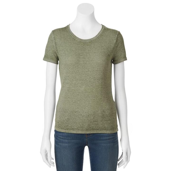 Juniors' Mudd&reg; Solid Short Sleeve Tee, Girl's, Size: Xl, Med Green, Comfort Wear