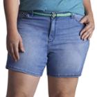 Plus Size Lee Twila Modern Series Belted Jean Shorts, Women's, Size: 25 - Regular, Dark Blue