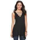 Juniors' Mudd&reg; Shark-bite Ladder Tunic Tank, Girl's, Size: Small, Black