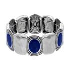 Blue Hammered Link Stretch Bracelet, Women's, Dark Blue