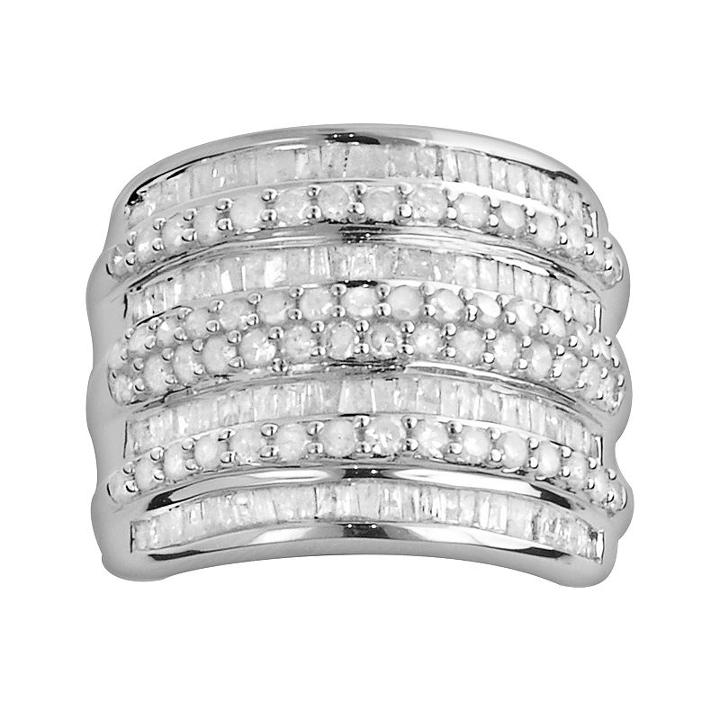 Sterling Silver 2-ct. T.w. Diamond Multirow Ring, Women's, Size: 7, White