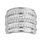 Sterling Silver 2-ct. T.w. Diamond Multirow Ring, Women's, Size: 7, White