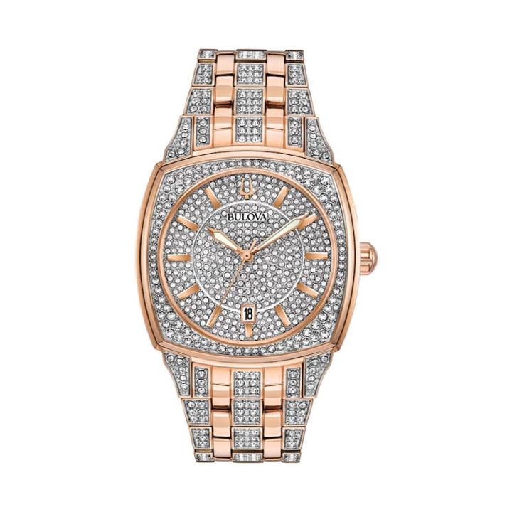 Bulova Men's Phantom Crystal Pave Stainless Steel Watch - 98b324, Pink