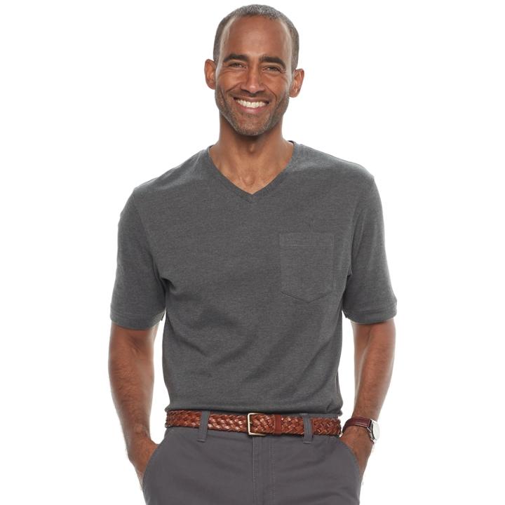 Men's Croft & Barrow&reg; V-neck Interlock Performance Tee, Size: Xl, Dark Grey