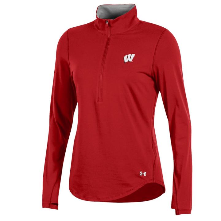Women's Under Armour Wisconsin Badgers Charged Cotton Quarter-zip Top, Size: Xl, Red