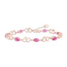 14k Rose Gold Over Silver Lab-created Ruby Heart Link Bracelet, Women's, Red
