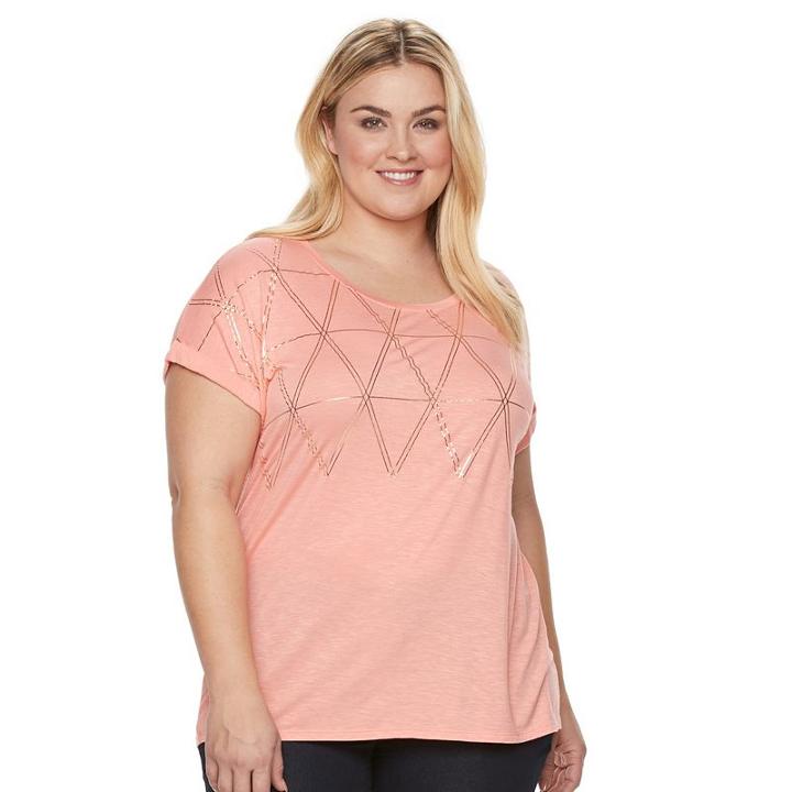 Plus Size Apt. 9&reg; Slubbed Cuffed Tee, Women's, Size: 4xl, Lt Orange