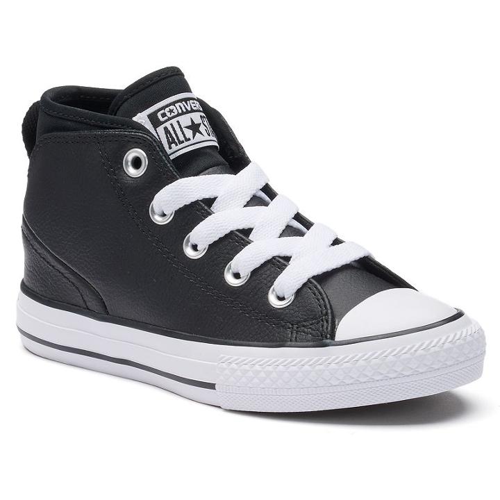 Kids' Converse Chuck Taylor All Star Syde Street Mid Leather Sneakers, Boy's, Size: 3, Black