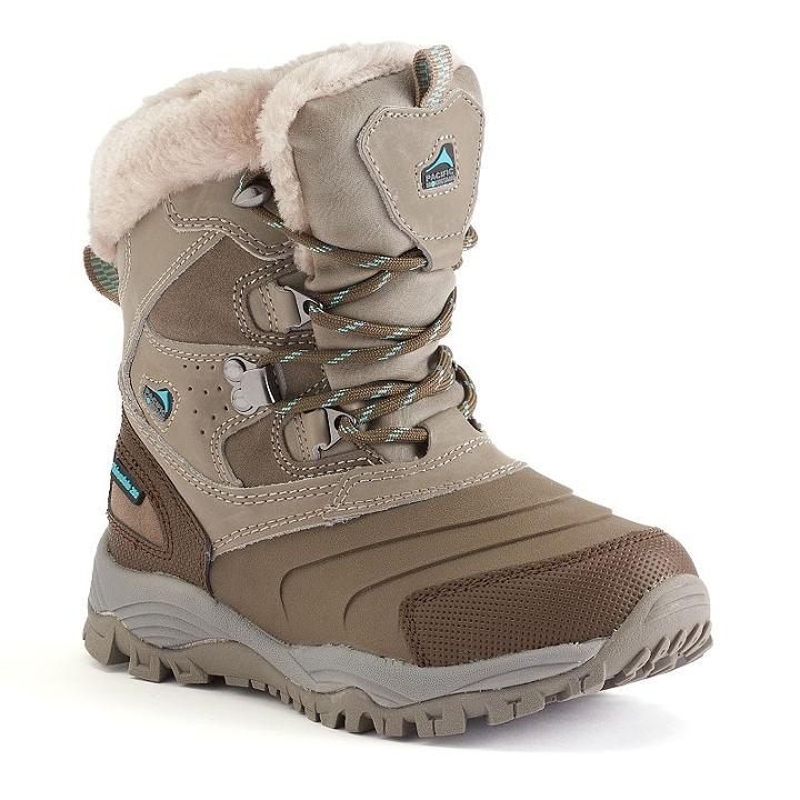 Pacific Mountain Steppe Jr. Girls' Winter Boots, Kids Unisex, Size: 5, Beig/green (beig/khaki)