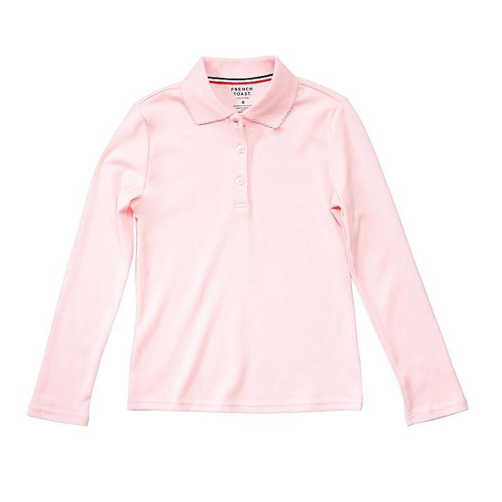 Girls 7-20 & Plus Size French Toast School Uniform Long-sleeved Polo Shirt, Girl's, Size: 14-16, Pink