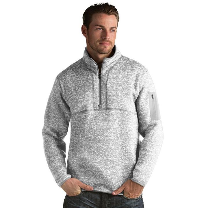Men's Antigua Fortune Classic-fit Half-zip Pullover Sweater, Size: 3xl, Light Grey