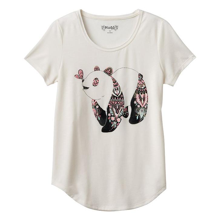 Girls 7-16 & Plus Size Mudd&reg; Raw Edge Scoopneck Shiny Graphic Tee, Girl's, Size: 16 1/2, White Oth