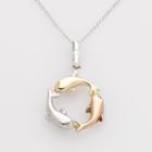 Jewelry For Trees 14k Gold And Sterling Silver Tri-tone Dolphin Pendant, Women's, Size: 18, Multicolor