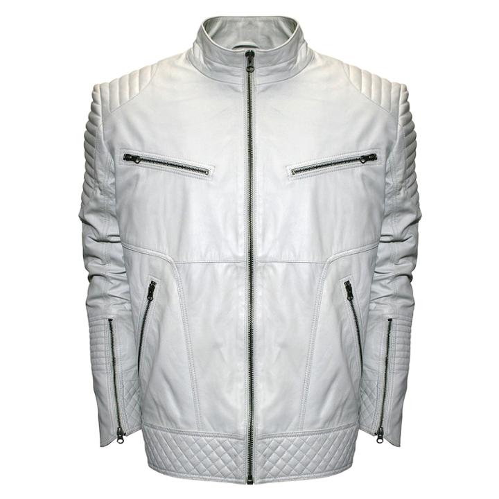 Big & Tall Franchise Club Raw X Quilted Lambskin Leather Moto Jacket, Men's, Size: 6xl, White