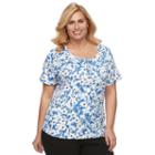 Plus Size Croft & Barrow&reg; Henley Tee, Women's, Size: 3xl, Blue