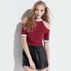 K/lab Sporty Cold-shoulder Crop Top, Girl's, Size: Small, Dark Red