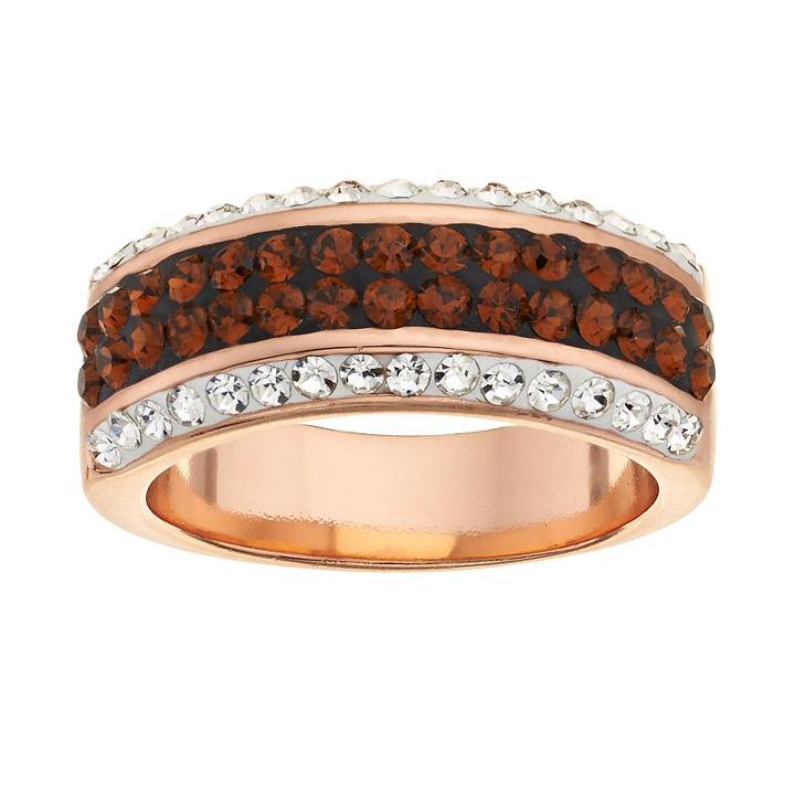 Crystal 14k Rose Gold Over Silver-plated Ring, Women's, Size: 7, Brown