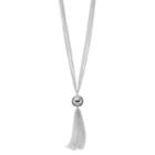 Multi Strand Tassel Ball Pendant Necklace, Women's, Silver