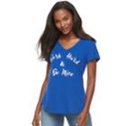 Women's Apt. 9&reg; Graphic V-neck Tee, Size: Large, Blue