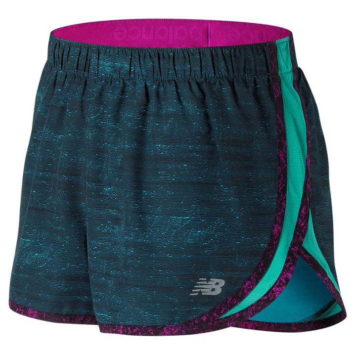 Women's New Balance Accelerate Printed Running Shorts, Size: Medium, Blue (navy)