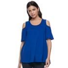 Women's Elle&trade; Cold-shoulder Swing Top, Size: Xs, Blue Other
