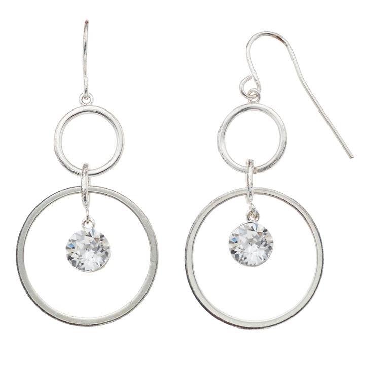 Brilliance Swarovski Crystal Double Hoop Earrings, Women's, White
