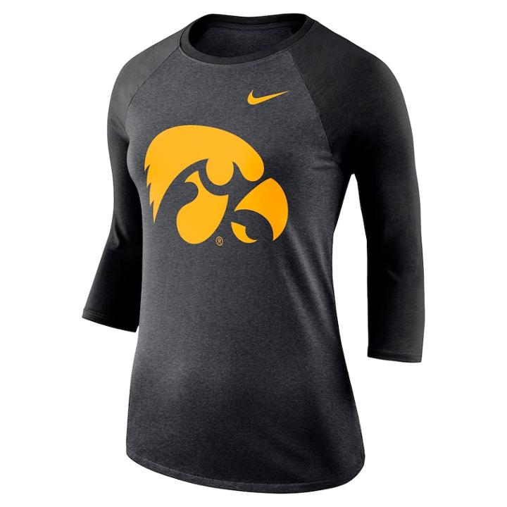 Women's Nike Iowa Hawkeyes Baseball Tee, Size: Large, Grey