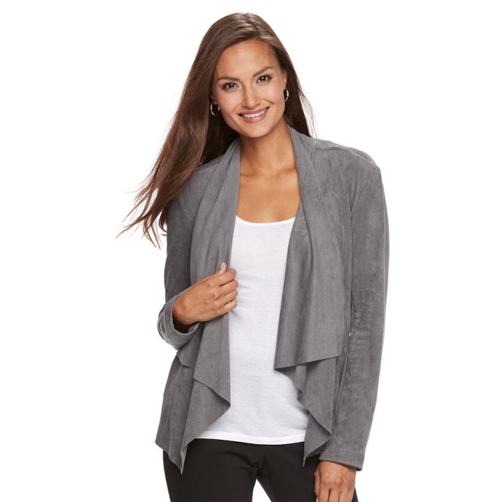Women's Dana Buchman Faux-suede Open-front Blazer, Size: Large, Grey