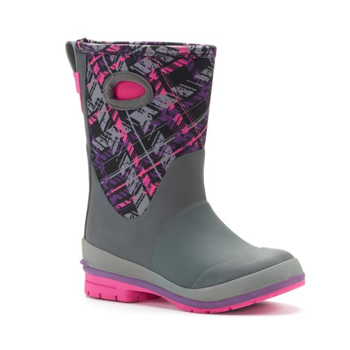 Western Chief Classic Dazzling Dots Girls' Tall Waterproof Rain Boots, Size: 1, Grey (charcoal)