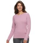 Women's Croft & Barrow&reg; Essential Cable-knit Crewneck Sweater, Size: Small, Med Pink