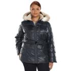 Plus Size Halifax Faux-fur Hooded Puffer Jacket, Women's, Size: 2xl, Blue