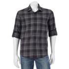 Men's Apt. 9&reg; Modern-fit Plaid Flannel Button-down Shirt, Size: Small, Black