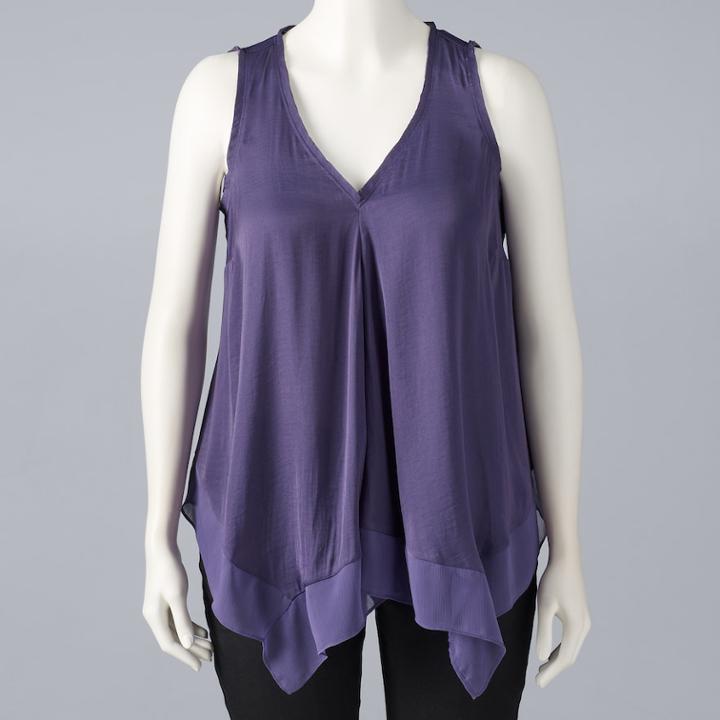 Plus Size Simply Vera Vera Wang Handkerchief Tank, Women's, Size: 3xl, Med Purple