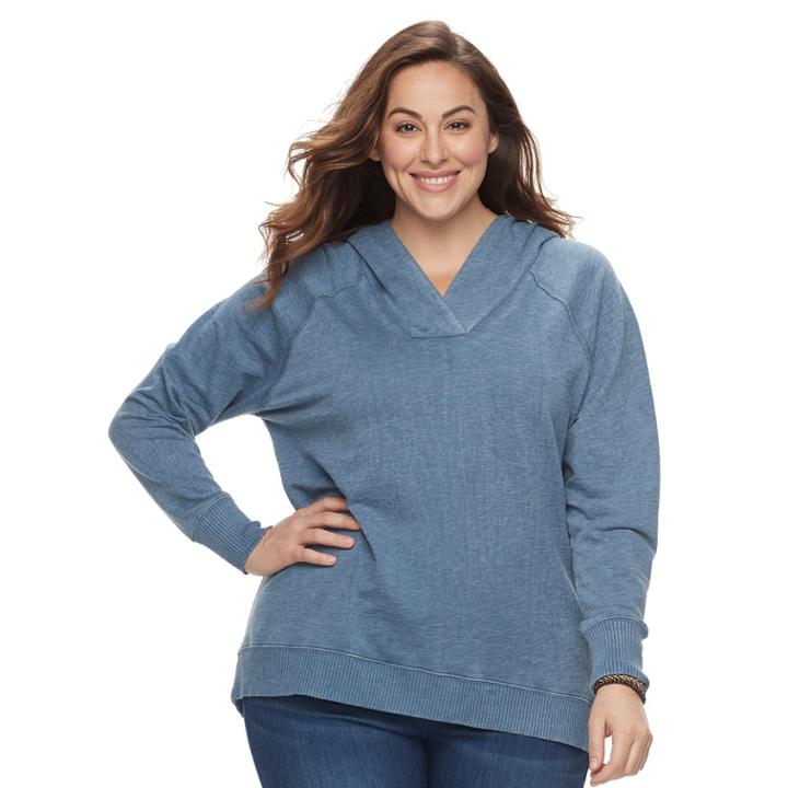 Plus Size Sonoma Goods For Life&trade; Raglan Hoodie, Women's, Size: 2xl, Blue (navy)