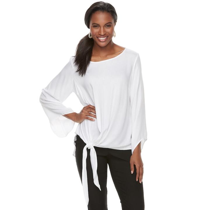 Women's Apt. 9&reg; Knot Front Top, Size: Small, White