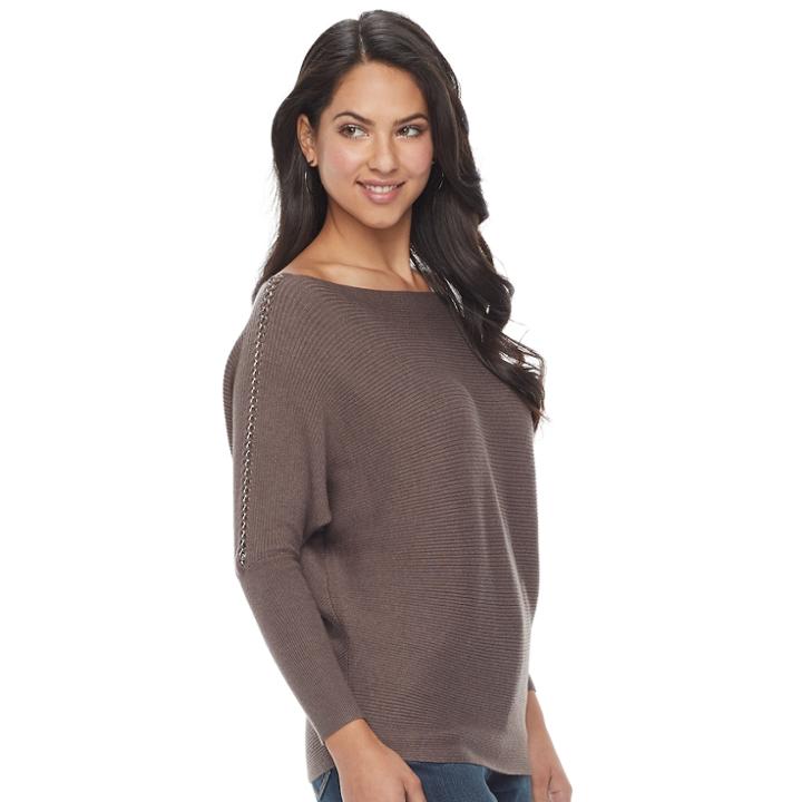 Women's Jennifer Lopez Ribbed Dolman Sweater, Size: Small, Lt Brown