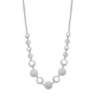 Hammered Circle Link Long Nickel Free Necklace, Women's, Silver