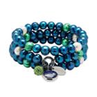 Seattle Seahawks Dyed Freshwater Cultured Pearl Team Logo Charm Stretch Bracelet Set, Women's, Blue
