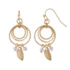 Lc Lauren Conrad Nickel Free Textured Triple Hoop & Feather Drop Earrings, Women's, Blue