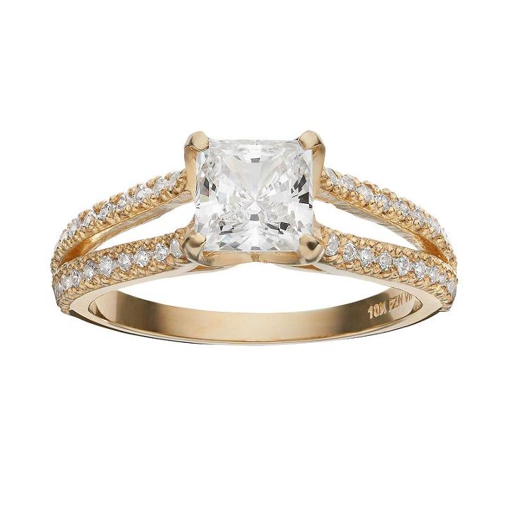 Cubic Zirconia 10k Gold Ring, Women's, Size: 7, White