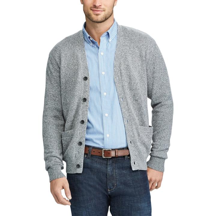 Men's Chaps Classic-fit Cardigan Sweater, Size: Medium, Grey