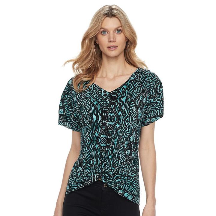 Women's Dana Buchman Twist-front Top, Size: Medium, Brt Blue