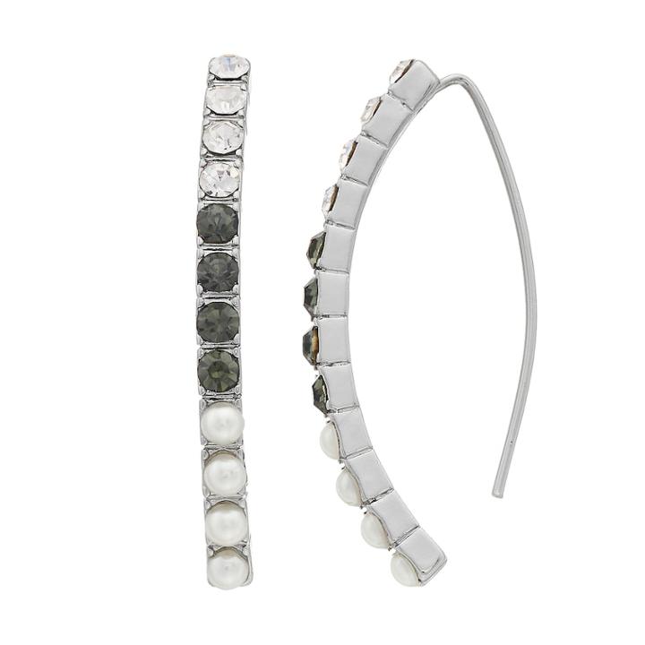 Simply Vera Vera Wang Simulated Pearl & Crystal Threader Earrings, Women's, Multicolor