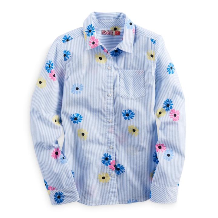 Girls 7-16 & Plus Size So&reg; Tie Front Plaid Button-down Shirt, Size: 7-8, Light Blue
