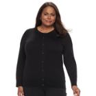 Plus Size Essential Croft & Barrow&reg; Button-front Cardigan, Women's, Size: 1xl, Black
